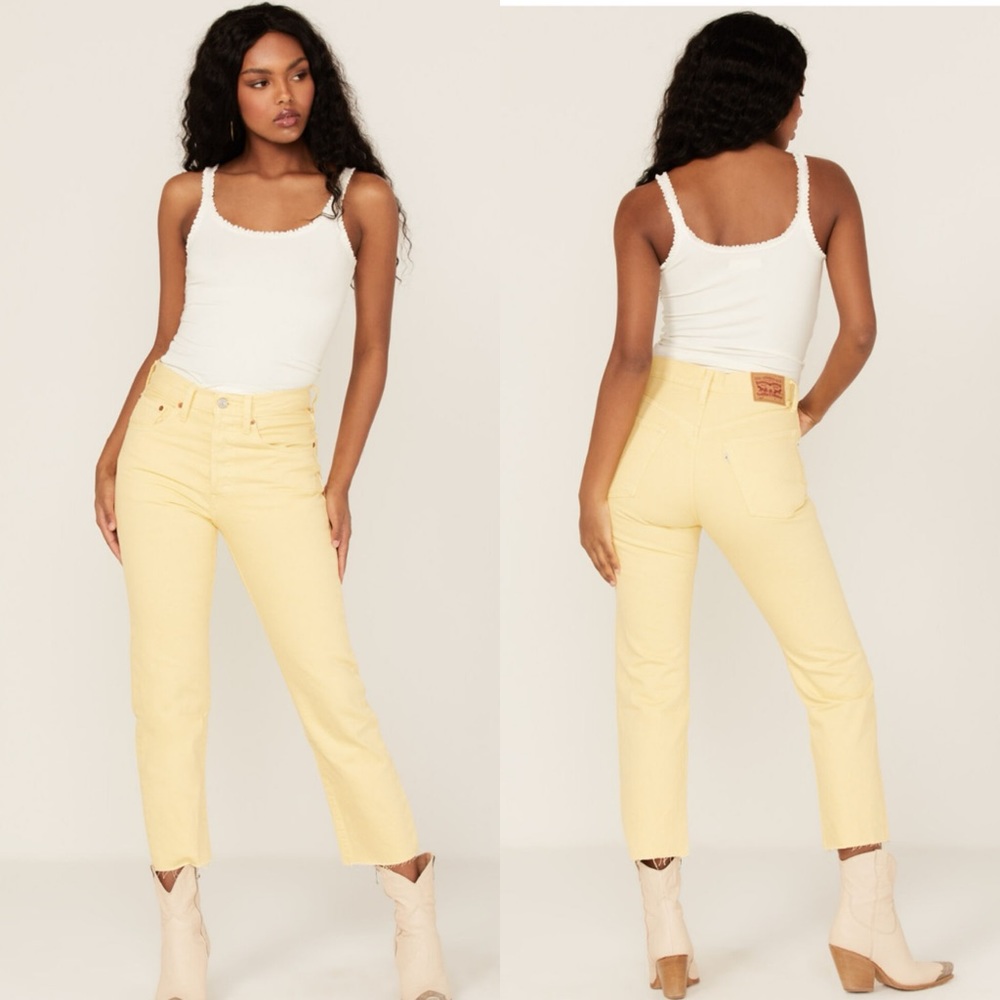 Levi's 501 cropped raw hem yellow jeans  29x26 BRAND NEW !!! LEVI 501! SUMMER!